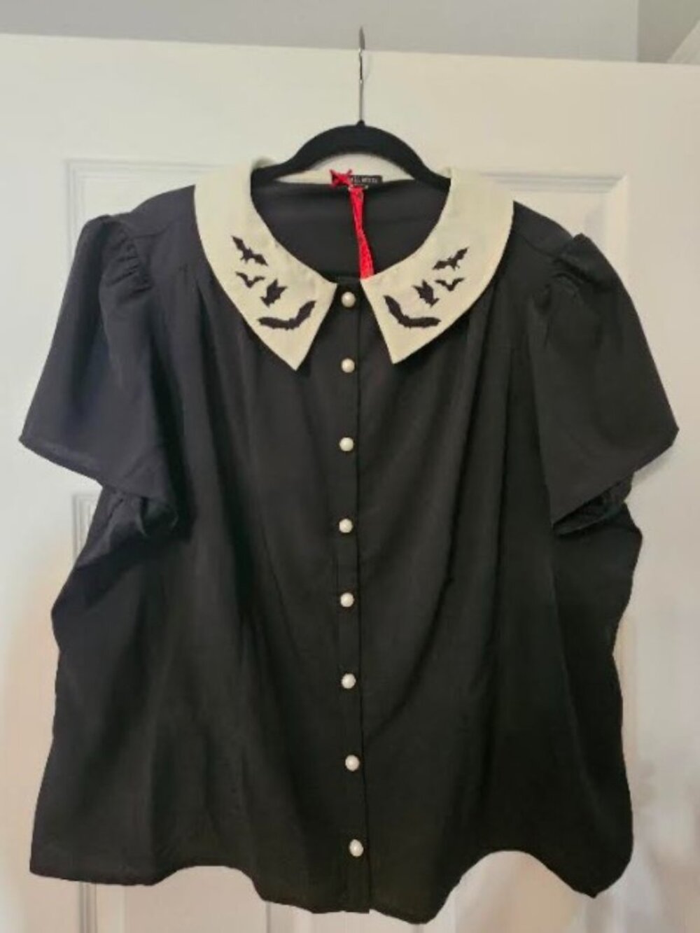 Hell Bunny black and white bat collar blouse